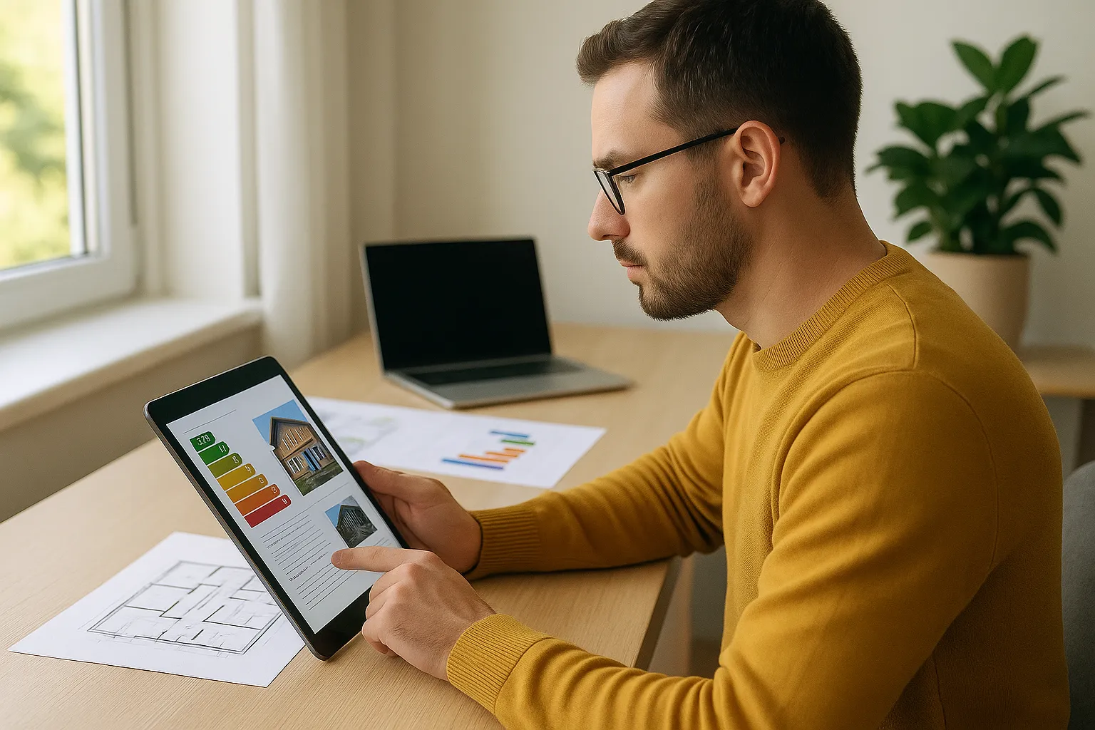 Retrofit Assessor verifying assessment data and photographic evidence for PAS 2035 compliance